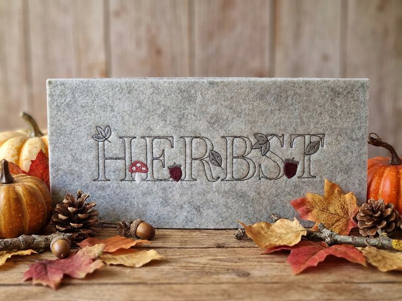 HERBST Schriftzug -  Vollstick redwork Stickdatei
